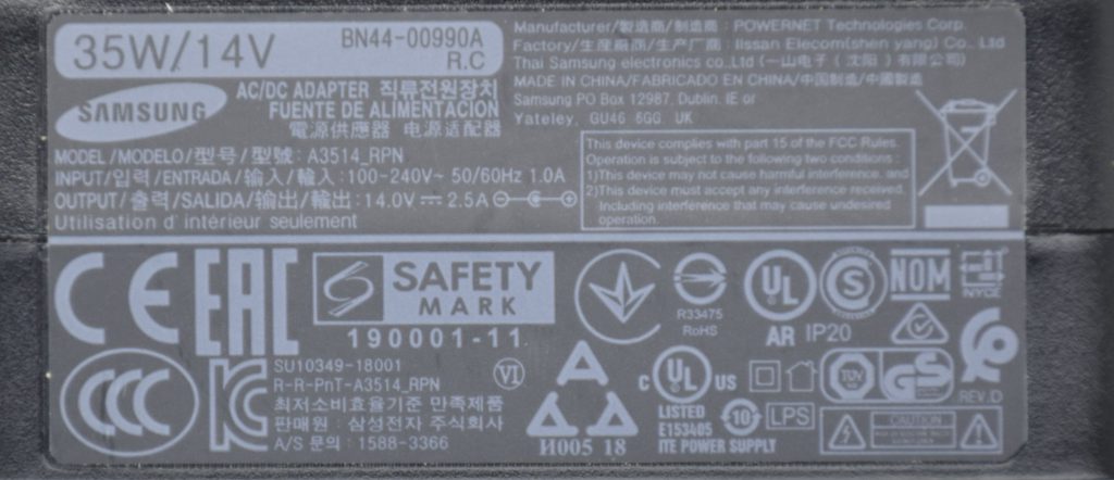 Samsung Monitor Power Supply AC/DC Adaptor A3514 RPN (35W, 14V ...