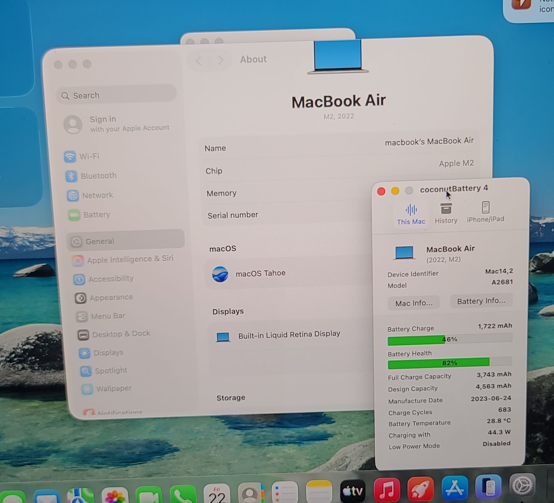 Grd A- MacBook Air 13.6” A2681 M2 Top Case Keyboard Touchpad Battery Starlight - Image 8