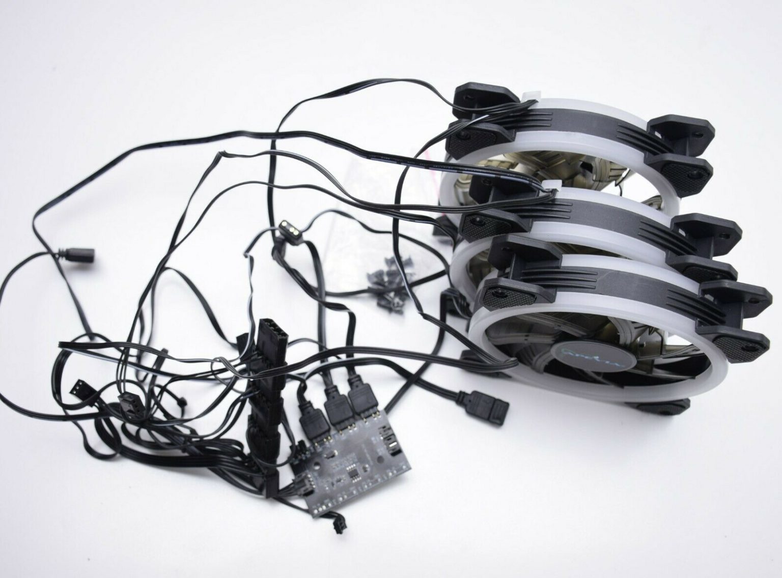 3 pcs APEVIA 120mm RGB Computer Case Fans with 3 Pin LED Controller