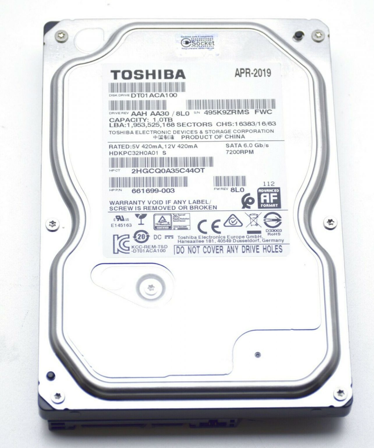 Toshiba 1000GB (1TB) Internal 7200RPM 3.5" (DT01ACA100) HDD. Power on ...